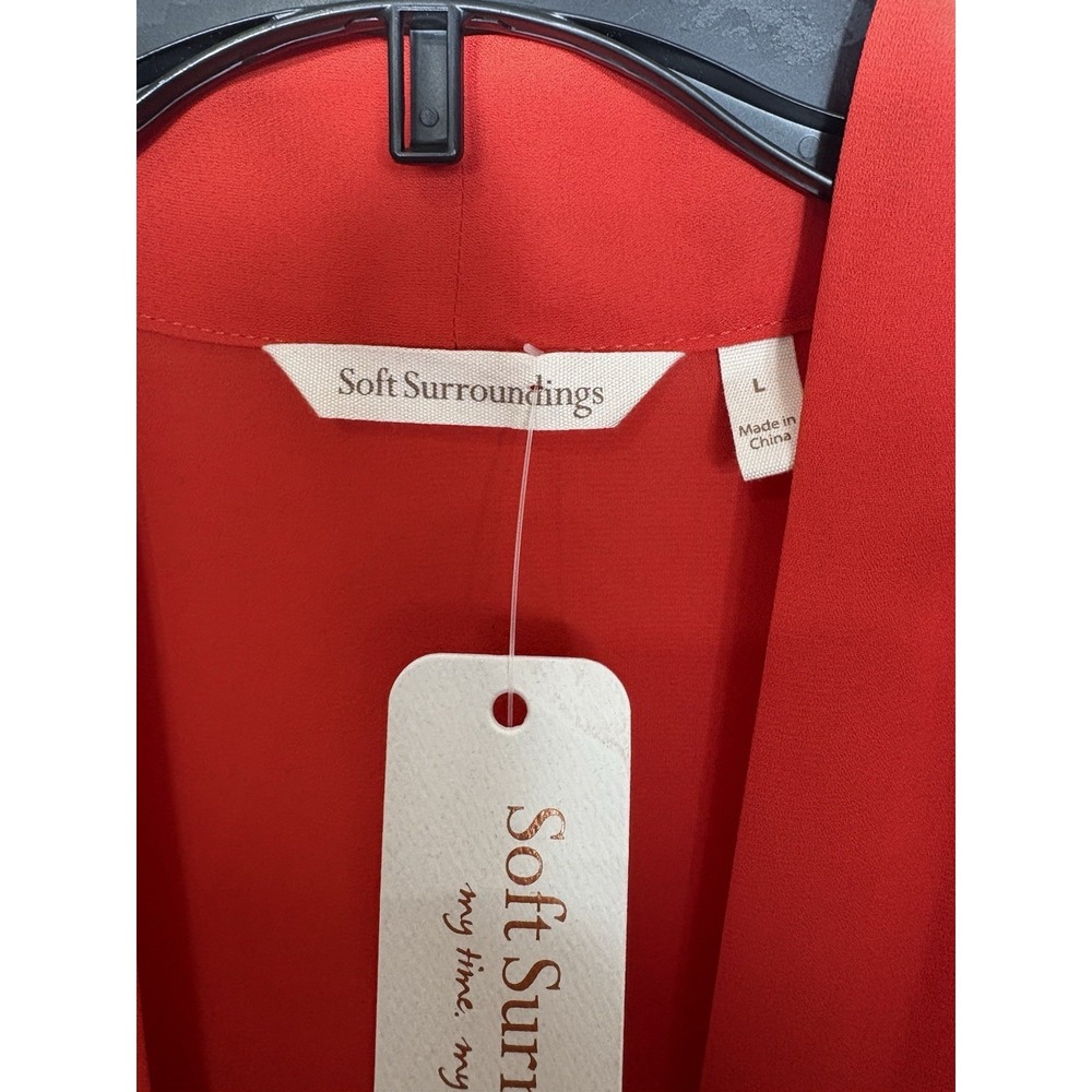Soft‎ Surroundings Red Terrific Topper Cardigan L Lightweight Breezy Bell Sleeve - Picture 3 of 6